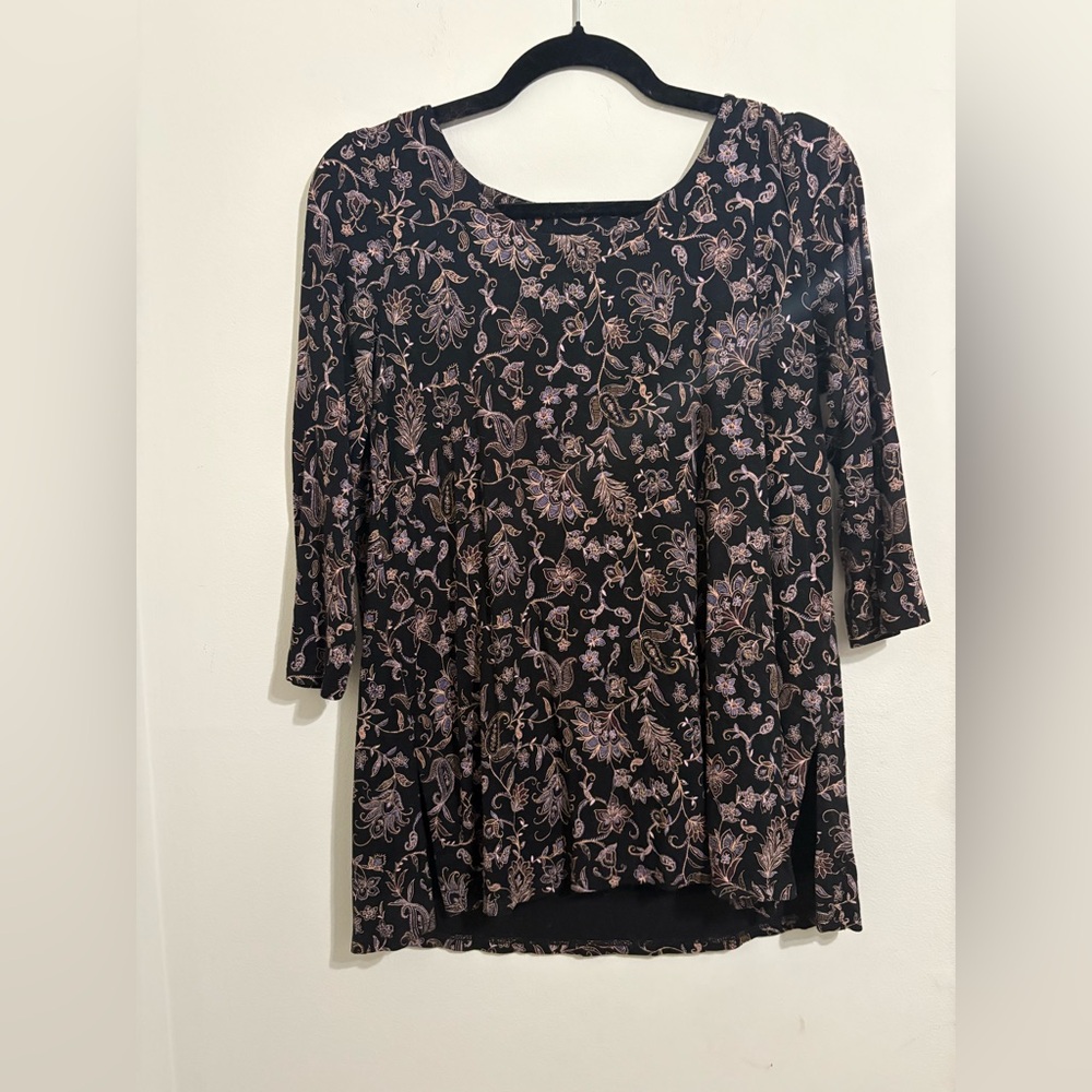 J. Jill Wearever Collection Floral Scoop-Neck Top – Size S